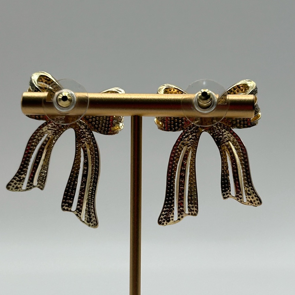 Bow Earring with Rhinestones - Picture 3 of 6